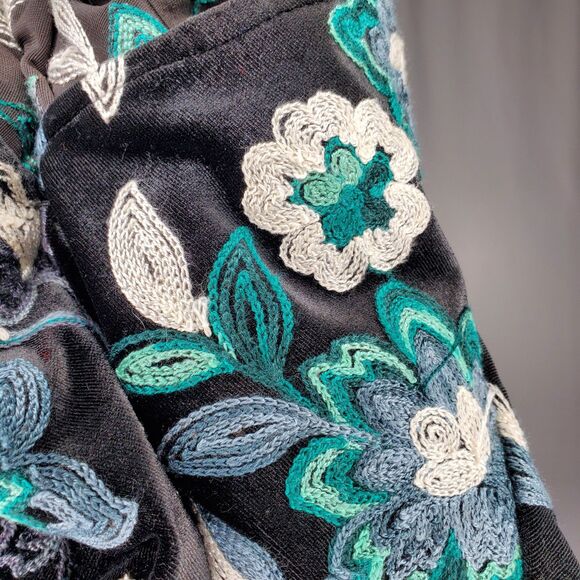 Karen Kane Velvet Embroidered Top Women Medium Floral Bell Sleeve Boho Romantic - Picture 4 of 10